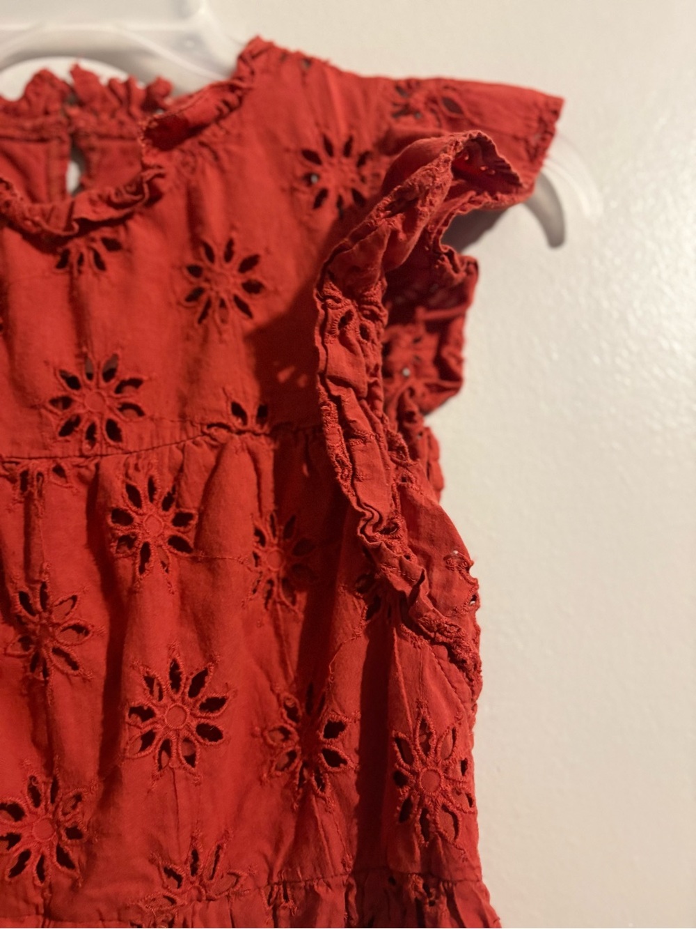 entro Rust Eyelet Ruffle Sleeve Mini Dress - Picture 5 of 13